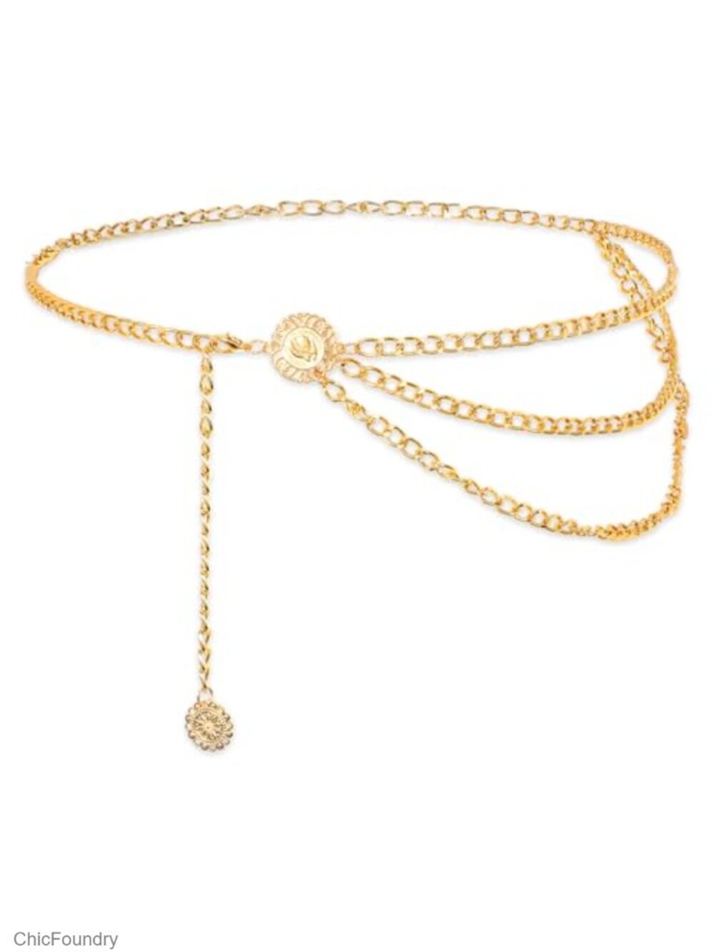 Women's Multilayer Waist Chain Belt Gold Long Body Jewelry